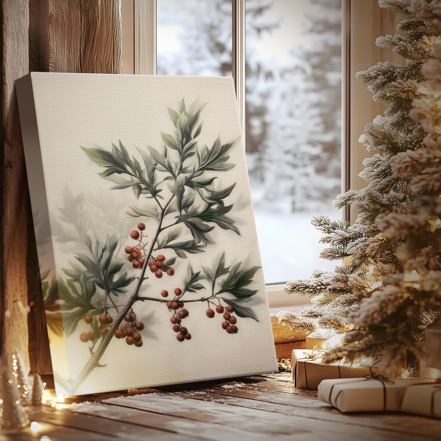 Tinsel-Gold Candle Parish - Canvas Art Print