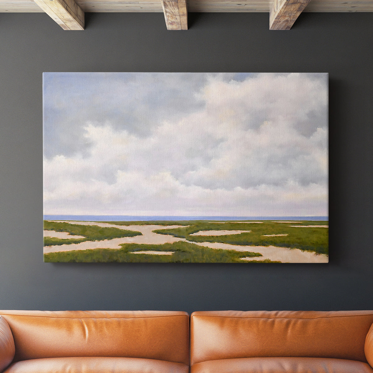 Cloudy Distant Beach Horizon - Canvas Art Print