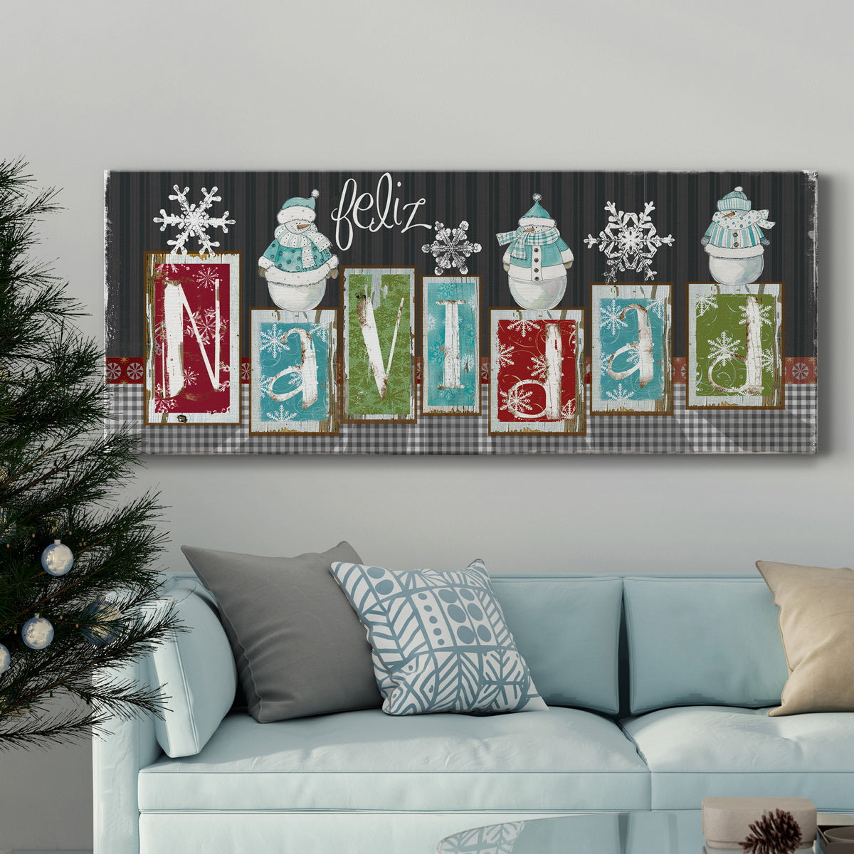 Navidad Blocks Premium Gallery Wrapped Canvas - Ready to Hang