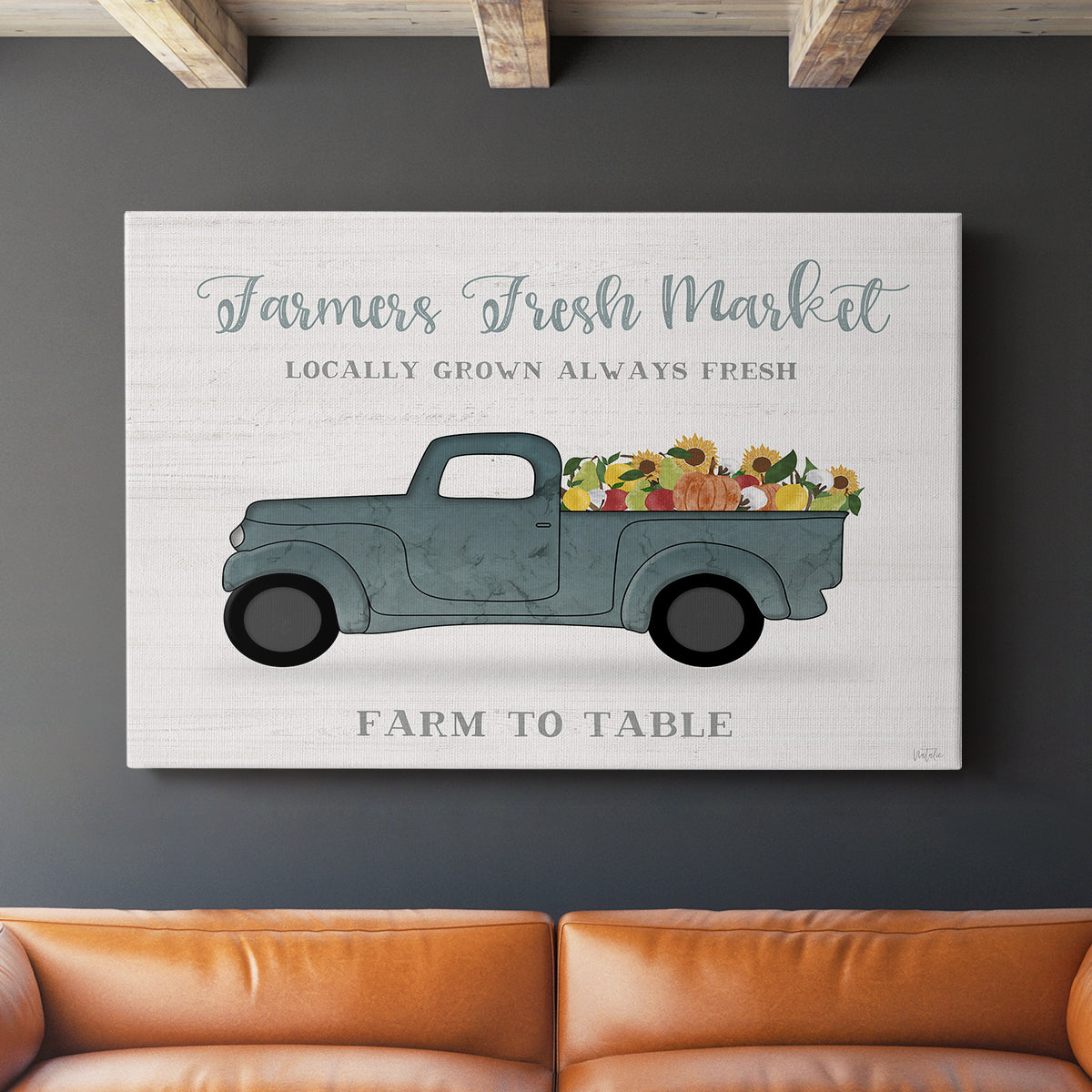 Fresh Sunflowers Truck - Canvas Art Print