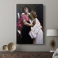 Canvas art print featuring a mythic scene with figures in soft shadow and light displayed in a modern interior space.