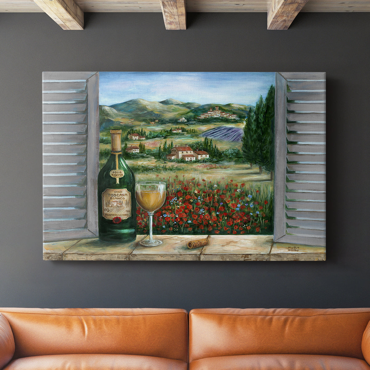 Tuscan White and Poppies - Canvas Art Print