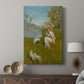 Canvas art print featuring a natural setting with a solitary figure and dappled light displayed in a modern interior space.