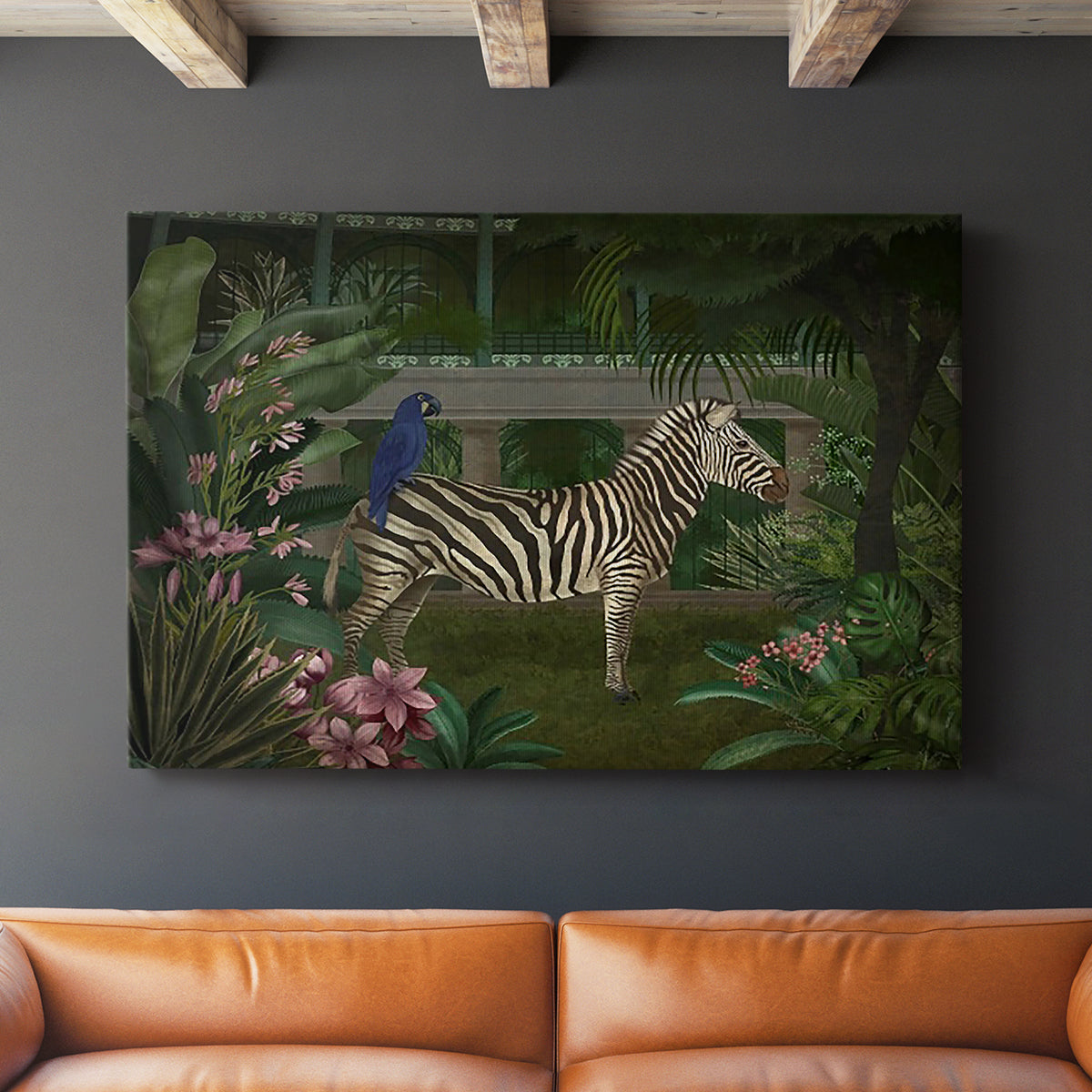 Zebra In Conservatory - Canvas Art Print