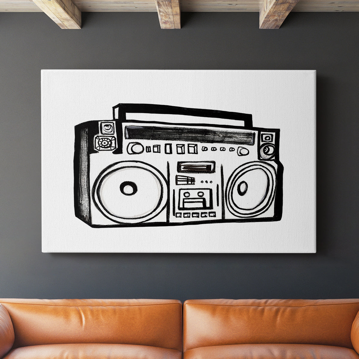 Boombox Sketch - Canvas Art Print