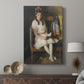 Canvas art print featuring a composed portrait with smooth texture and subtle highlights displayed in a modern interior space.
