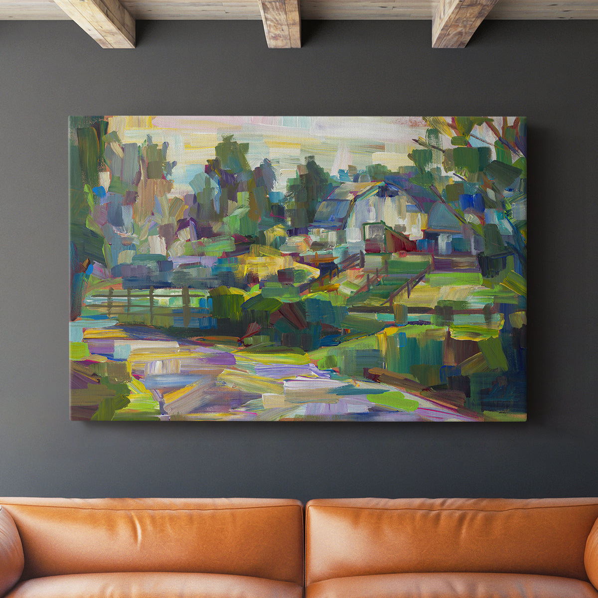 White Barn - Canvas Art Print