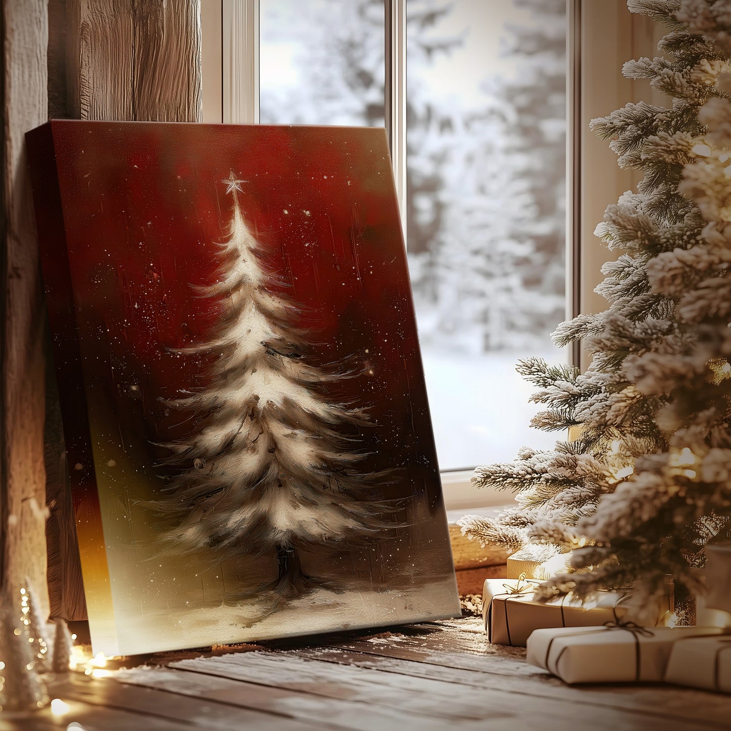 Warm Scarlet Serenade of Cottage - Canvas Art Print