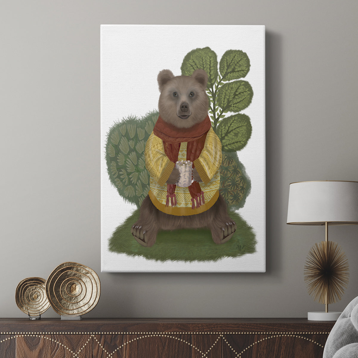 Hot Chocolate Bear - Canvas Art Print