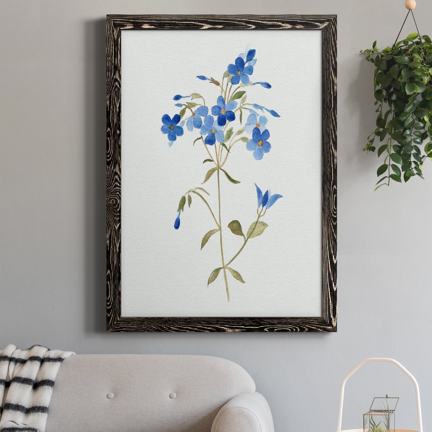 Blue Blossom Botanical II - Premium Canvas Framed in Barnwood - Ready to Hang