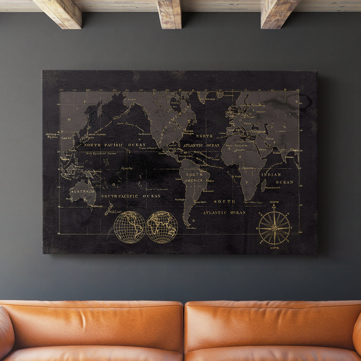 Black Gold Map - Canvas Art Print