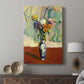 Canvas art print featuring a vivid composition with flowers and ornamental detail displayed in a modern interior space.