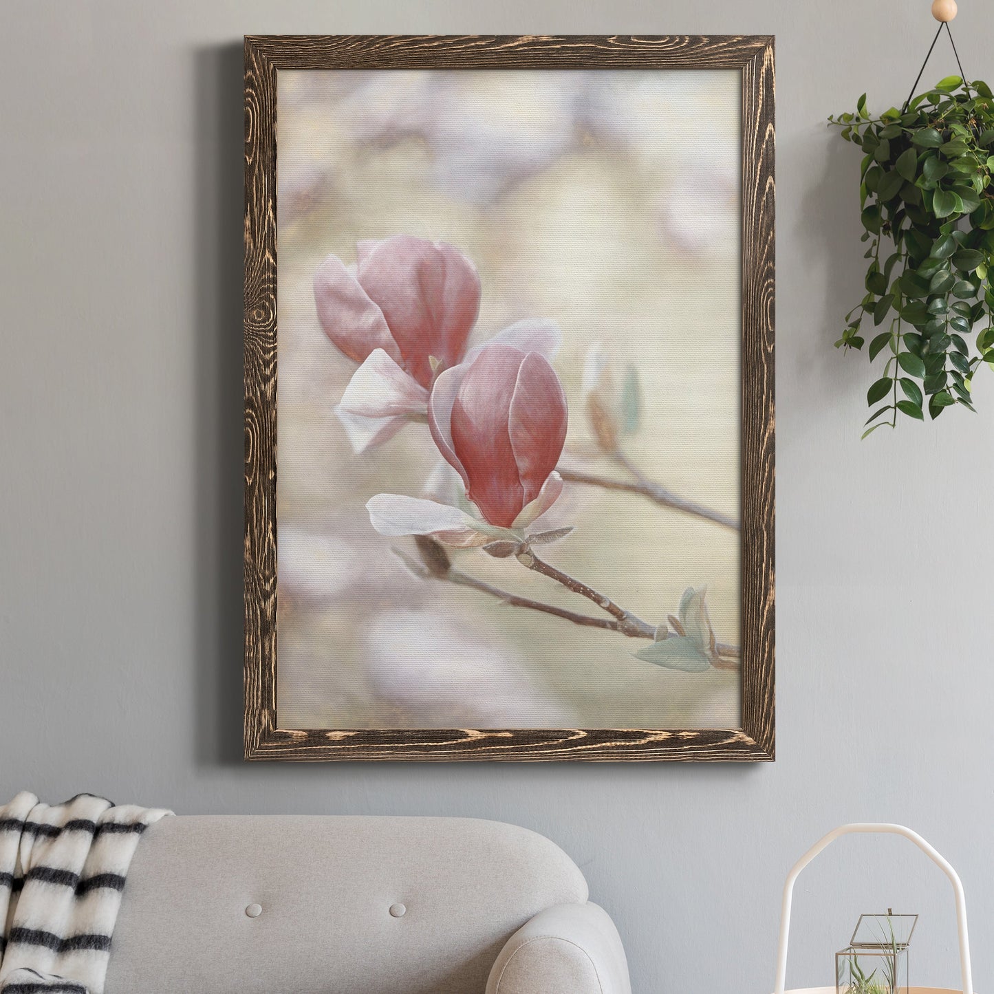 Blooming Hearts - Premium Canvas Framed in Barnwood - Ready to Hang