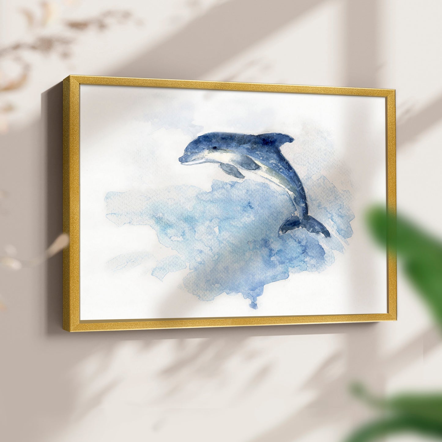 45574,dolphin,ocean,water,sunrise,jumping,coastal,serenity,artwork,watercolor,marine life,nature,tranquility,waves,blue,artwork frame,joyful,animal,beach,shores,wildlife,beauty,horizon,sea,playful,painting,aquatic,colorful,abstract,creative,outdoor,natural,landscape,decor,design,craftsmanship,inspiration,fluidity,movement,Re-stickable,Nautical & Beach