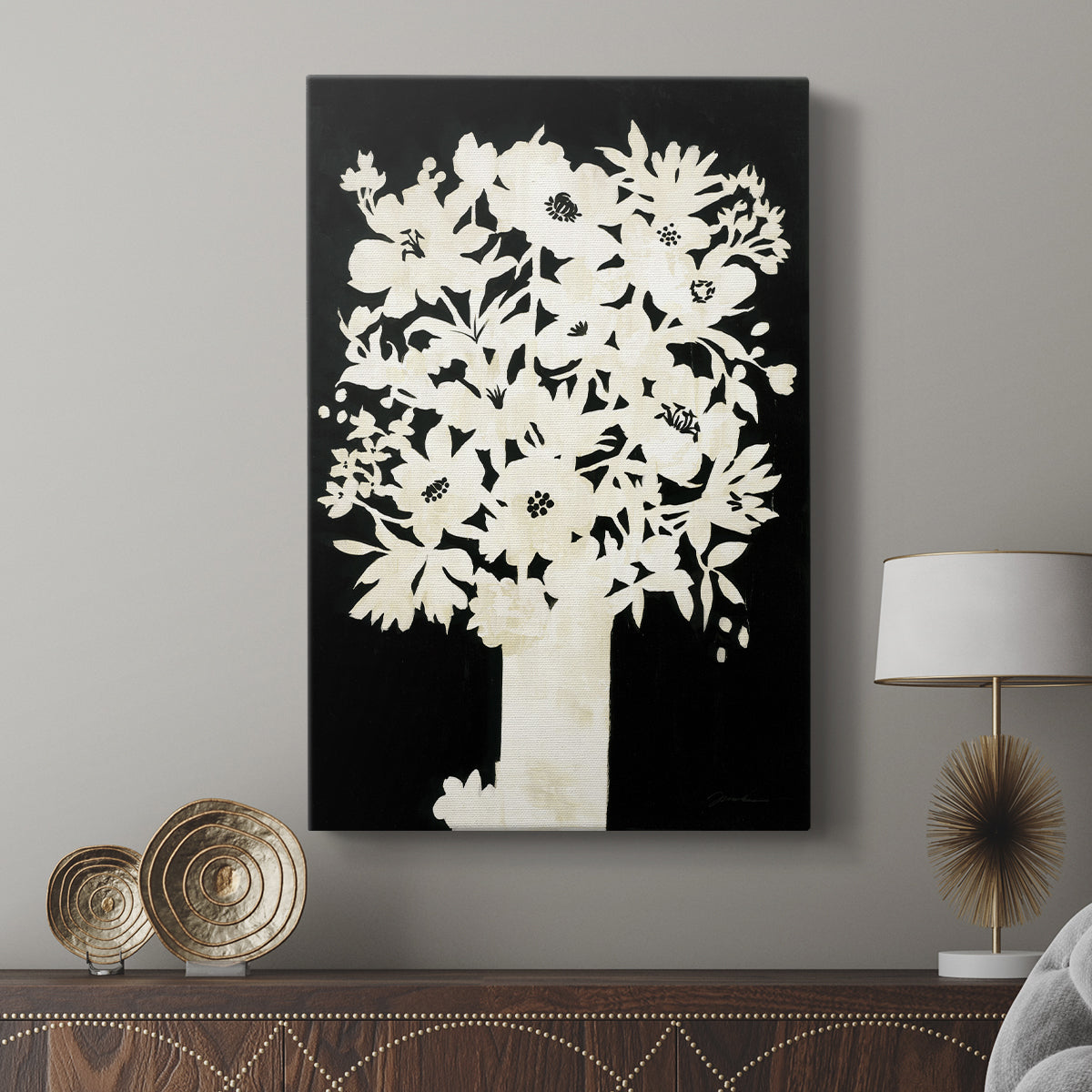 Floral Silhouette - Canvas Art Print