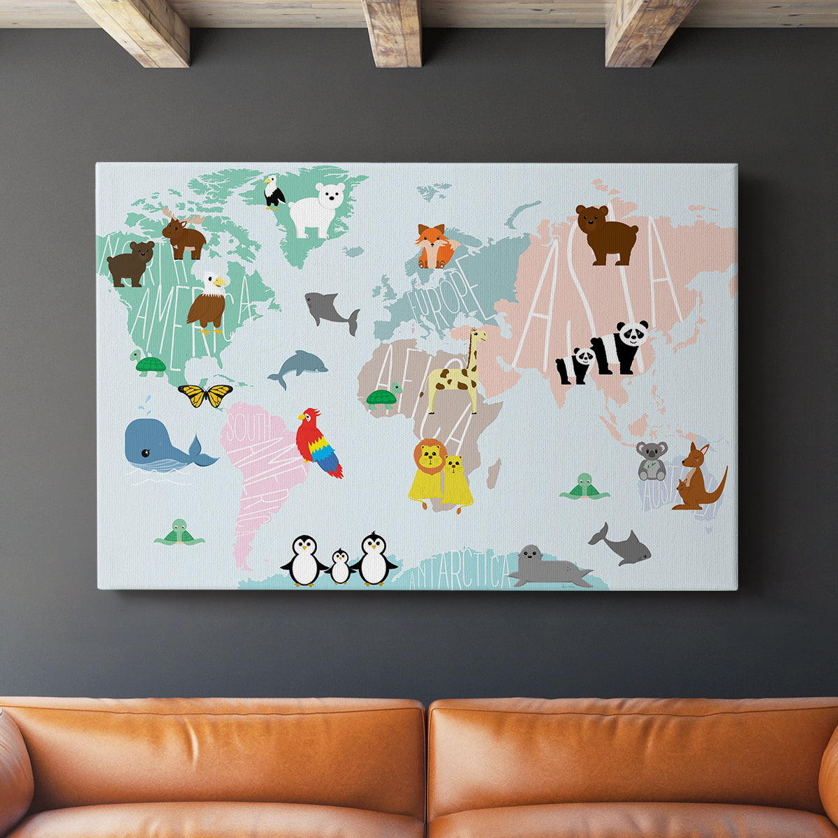 Animal Map - Canvas Art Print