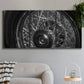 Three-panel canvas wall art featuring vintage car grille detail, displayed in a modern living room above a sofa.