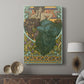 Canvas art print featuring a vintage illustration of a woman resting on a fur with elegant curves displayed in a modern interior space.