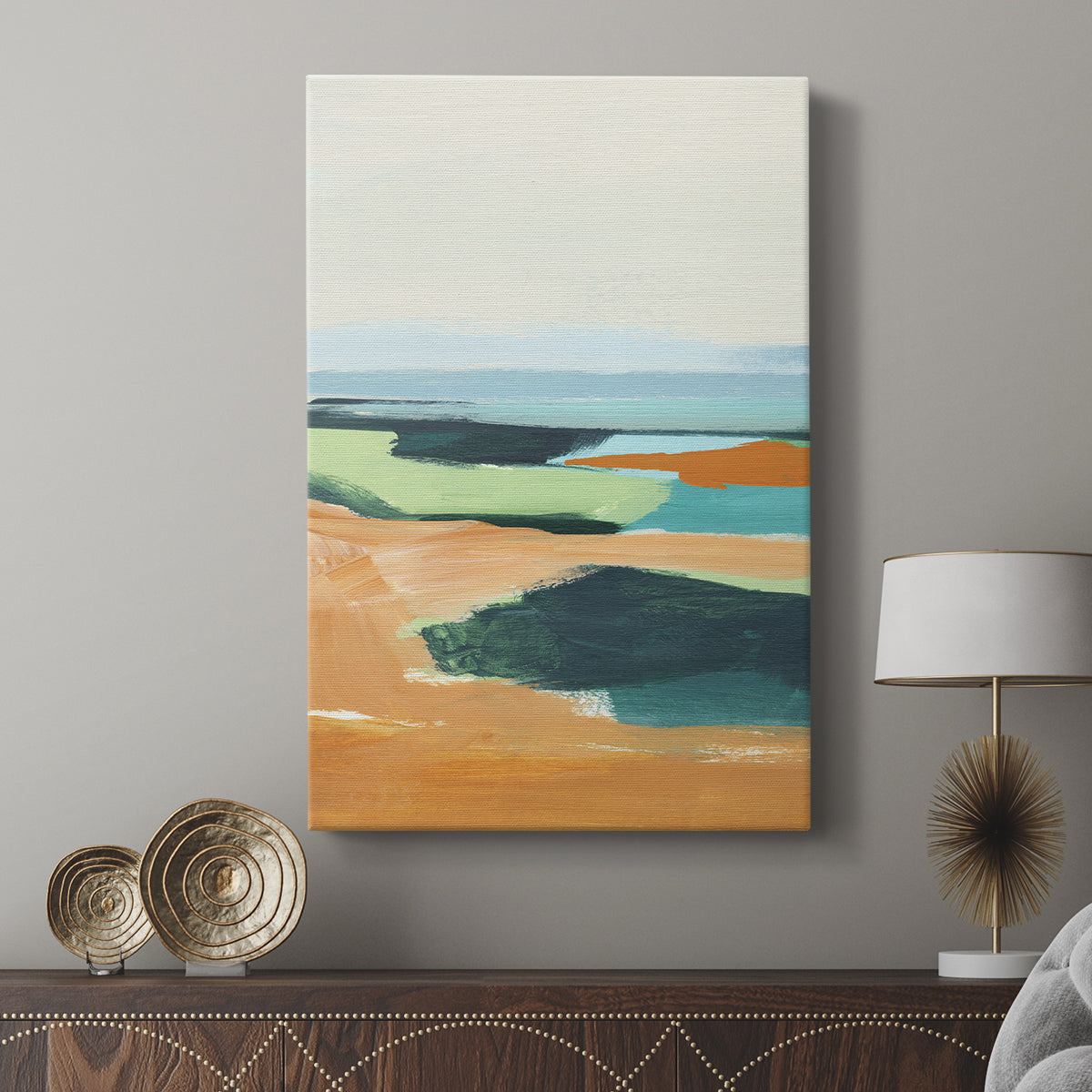 Aqua and Orange II - Canvas Art Print