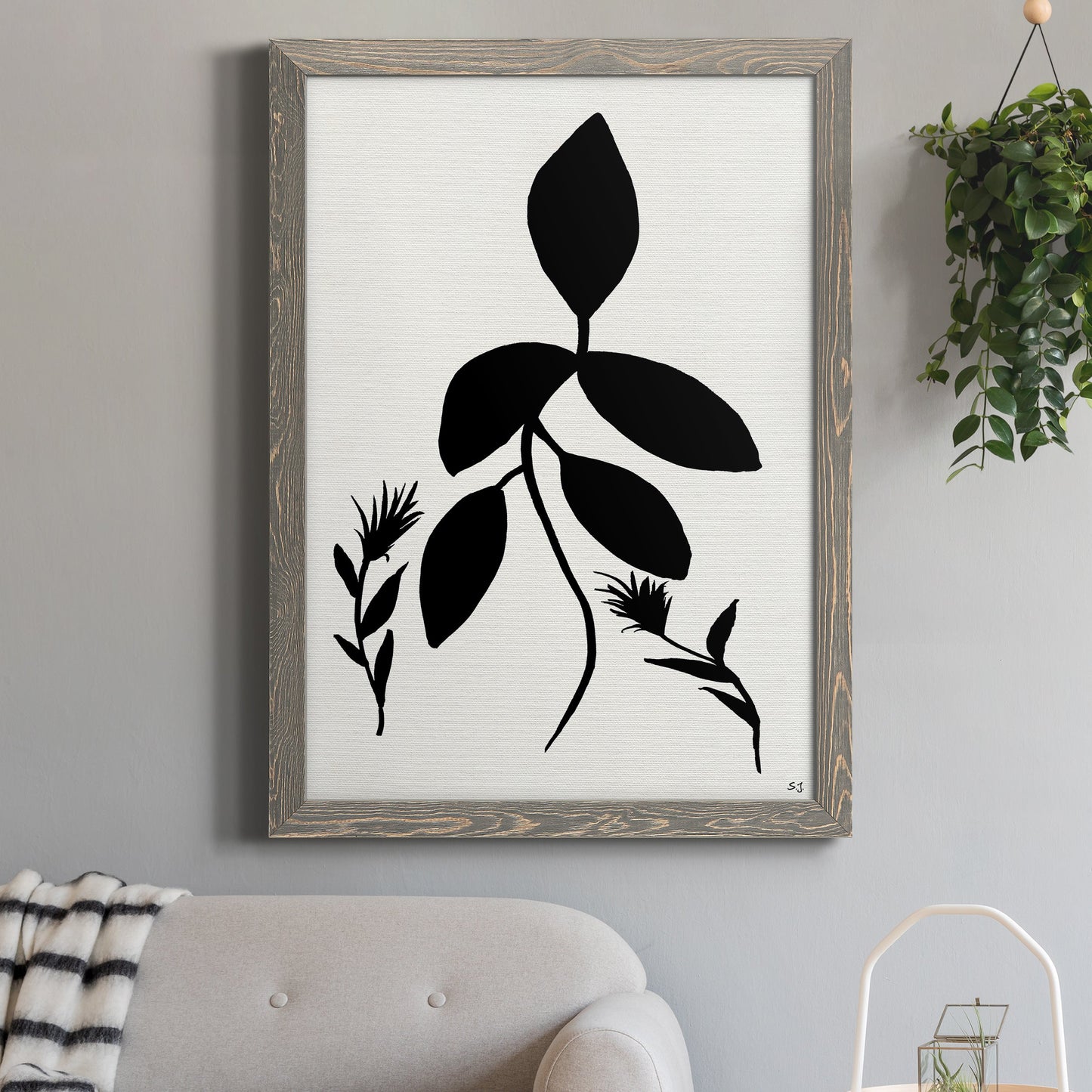 Silhouette Garden I - Premium Canvas Framed in Barnwood - Ready to Hang