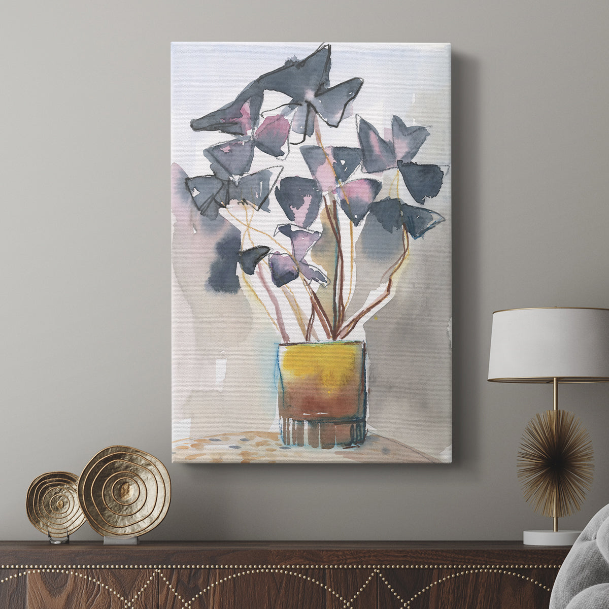 Oxalis in Vase II - Canvas Art Print