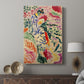 Canvas art print featuring a bright composition with floral elements and flowing forms displayed in a modern interior space.