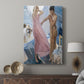 Canvas art print featuring a relaxed figure with flowing fabric and natural light displayed in a modern interior space.