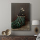 Canvas art print featuring a full-length portrait with bold color and graceful posture displayed in a modern interior space.