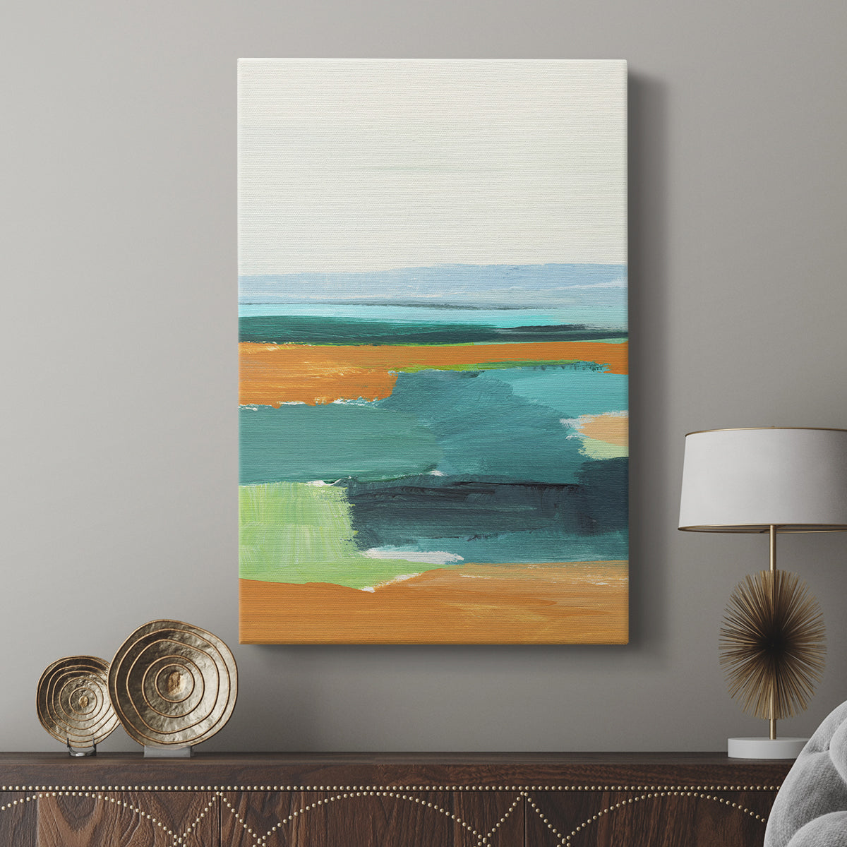 Aqua and Orange I - Canvas Art Print