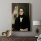 Canvas art print featuring a refined portrait with minimal background and smooth tones displayed in a modern interior space.