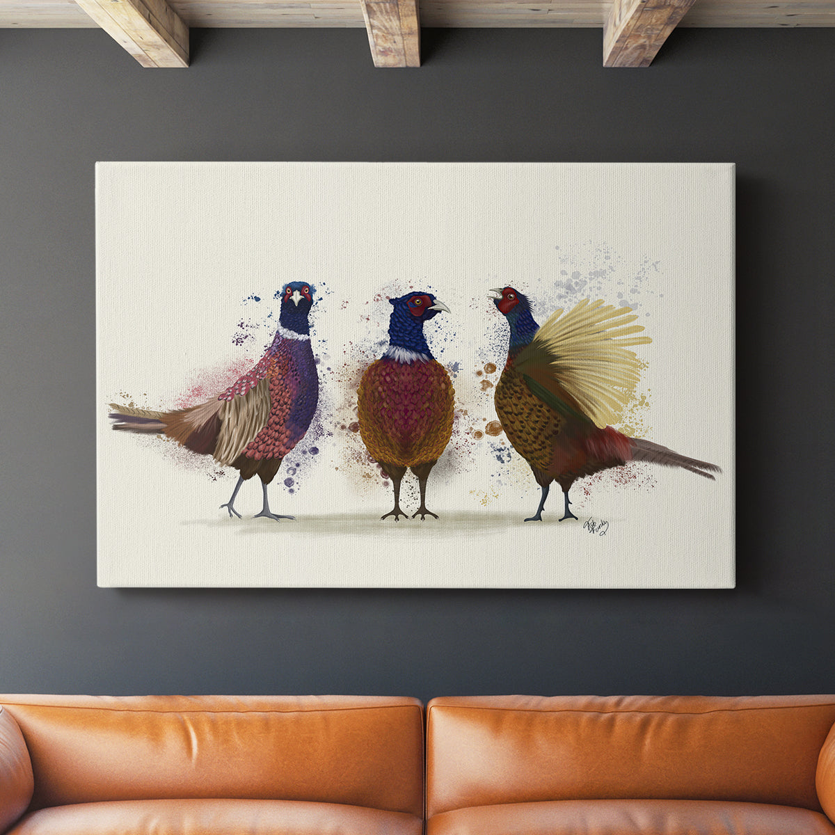 Pheasant Trio - Canvas Art Print