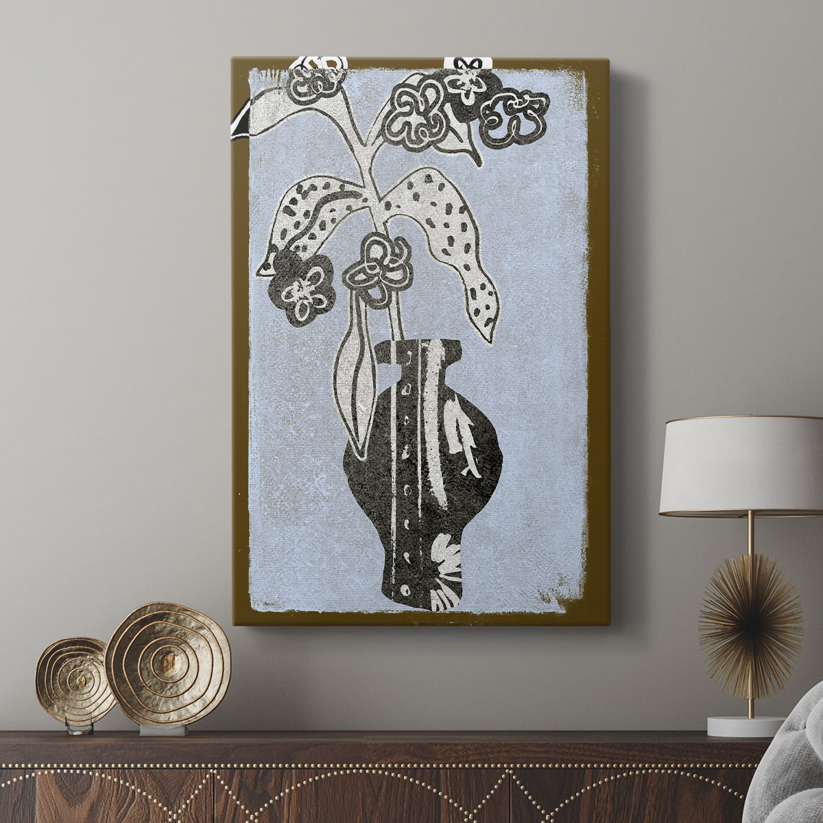Graphic Flowers in Vase II - Canvas Art Print