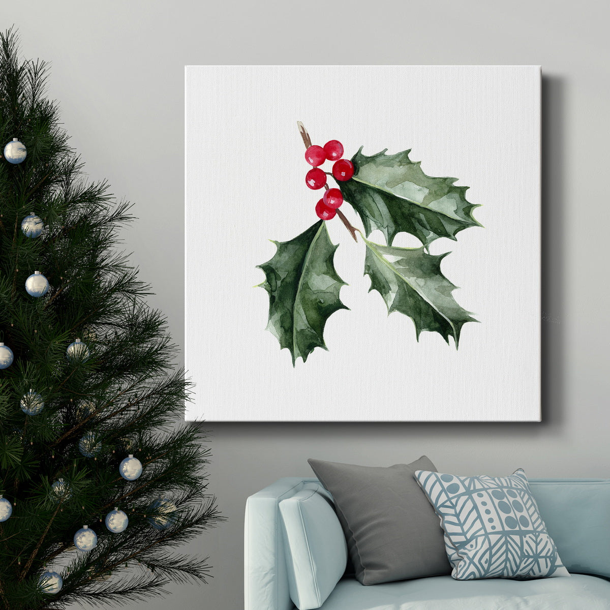 Christmas Holly I-Premium Gallery Wrapped Canvas - Ready to Hang