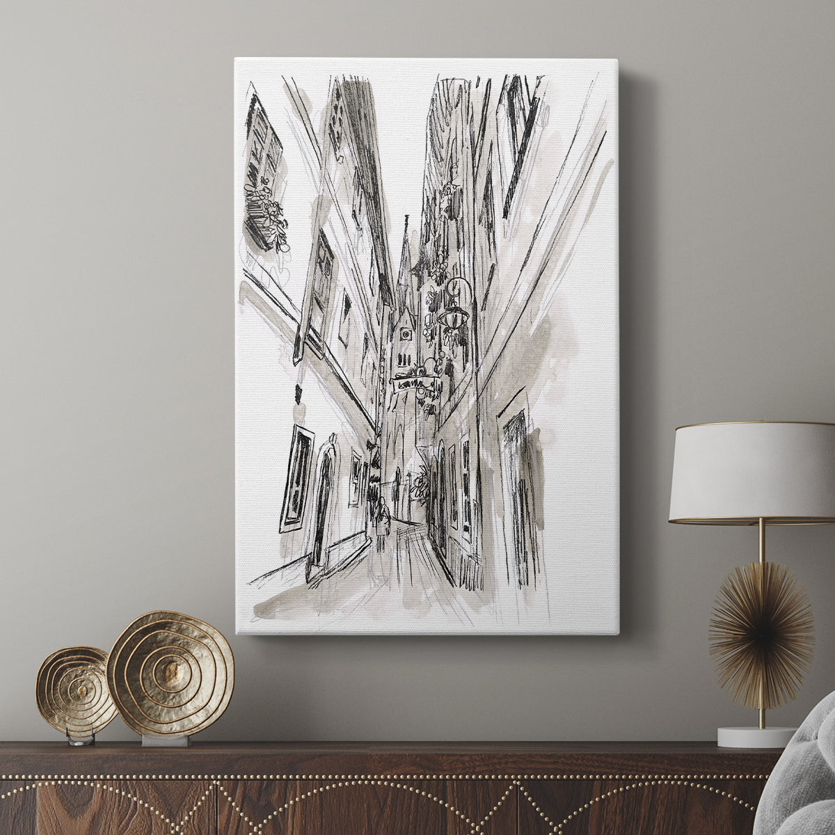 Europe Street Sketches III - Canvas Art Print
