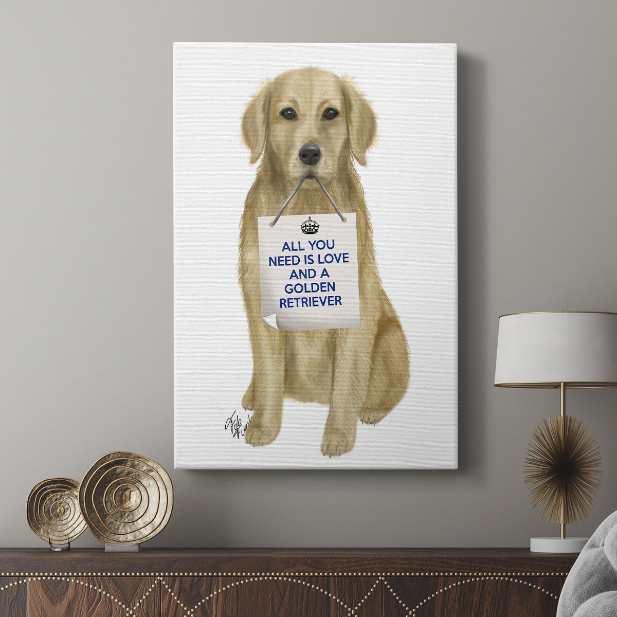 Love and Golden Retriever - Canvas Art Print