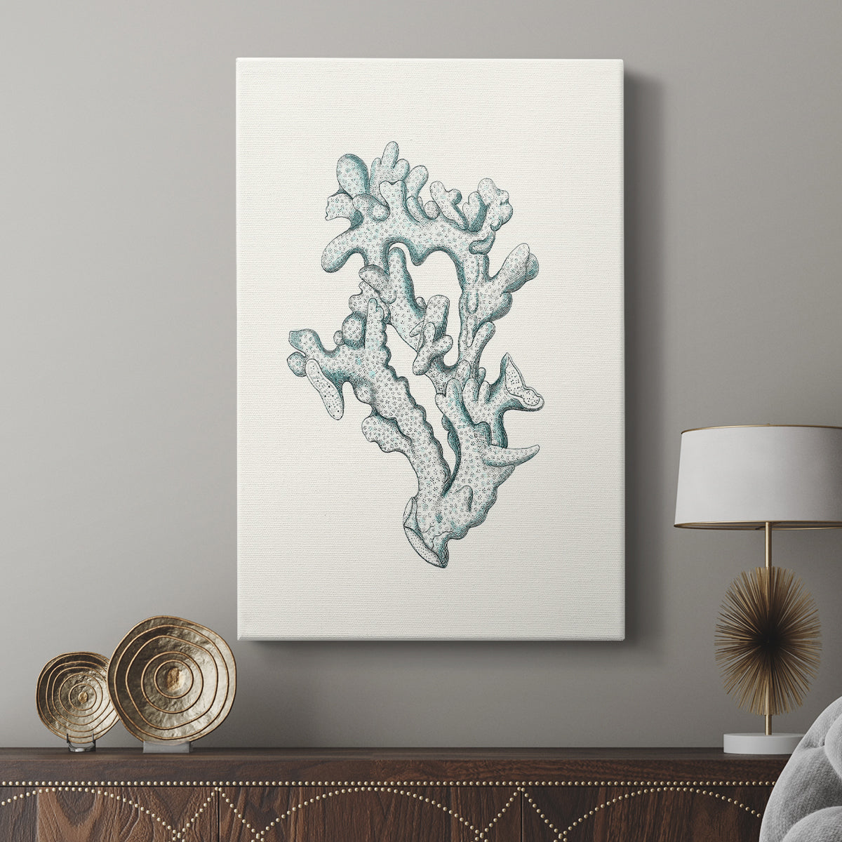 Antique Coastal Coral IV - Canvas Art Print