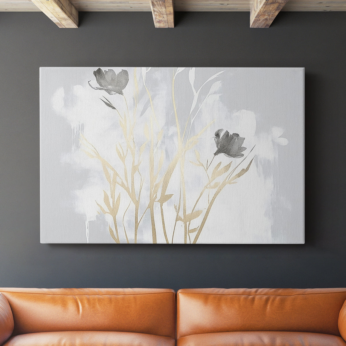 Grey Floral Abstract XCIV - Canvas Art Print