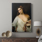 Canvas art print featuring a refined portrait with floral element and smooth shading displayed in a modern interior space.