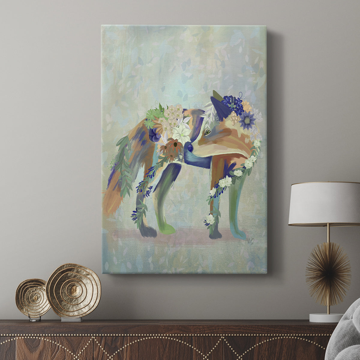 Fantastic Florals Fox, Standing - Canvas Art Print