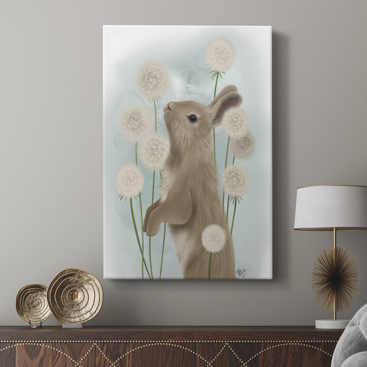 Rabbit In Dandylions - Canvas Art Print