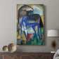 Canvas art print featuring a vivid depiction of animals with geometric structure displayed in a modern interior space.