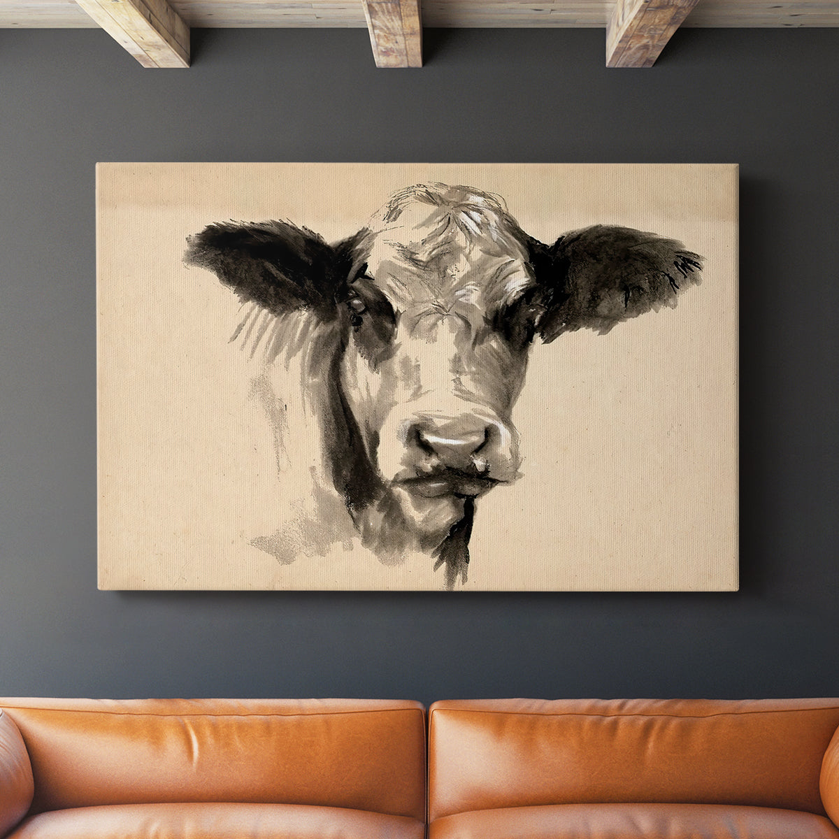 Charcoal Cow II - Canvas Art Print