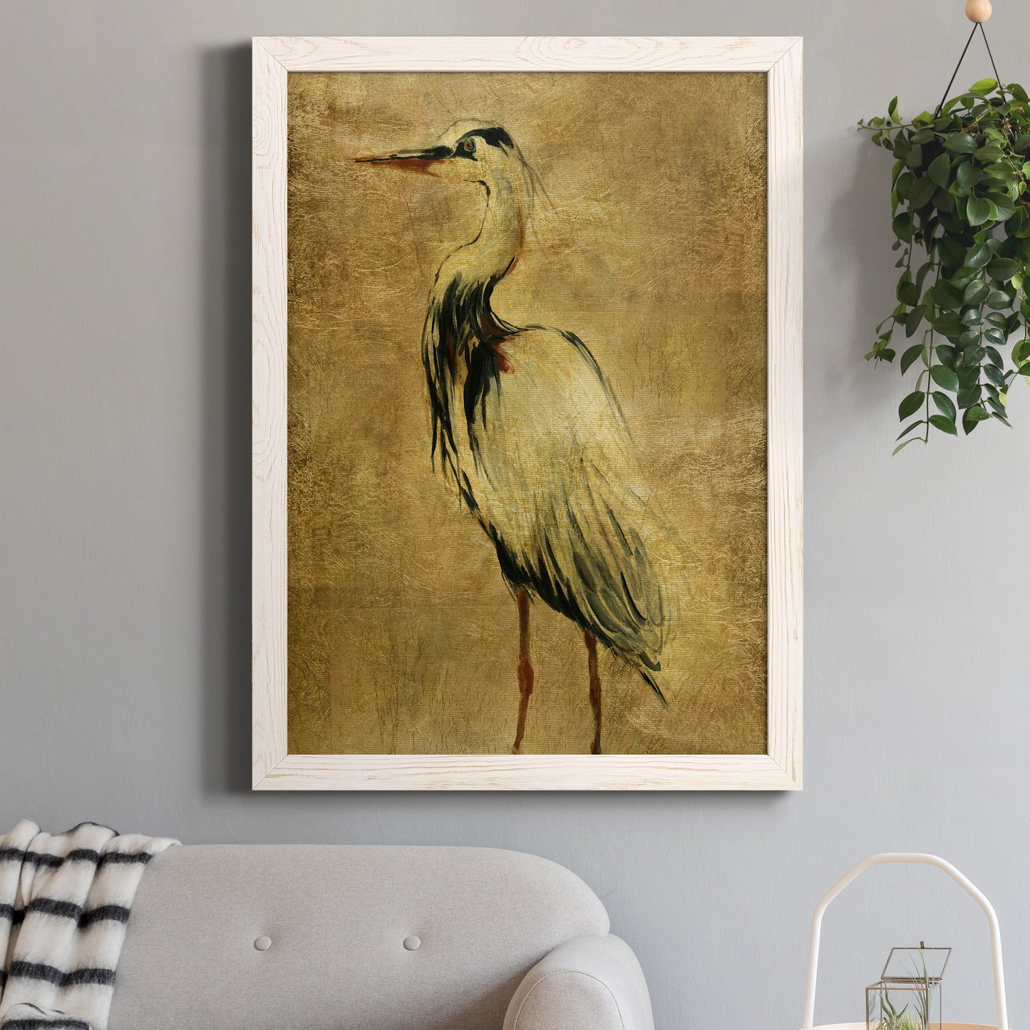 Gold Crane at Dusk II - Premium Canvas Framed in Barnwood - Ready to Hang