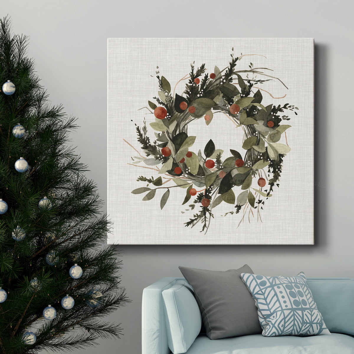 Farmhouse Wreath II-Premium Gallery Wrapped Canvas - Ready to Hang