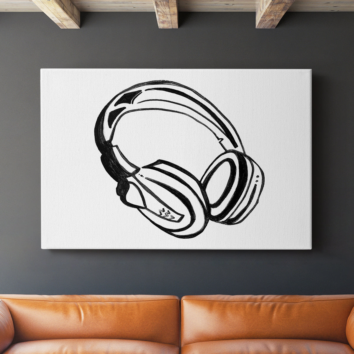 Headphones Sketch - Canvas Art Print