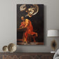Canvas art print featuring a religious scene with an angel guiding a seated figure displayed in a modern interior space.