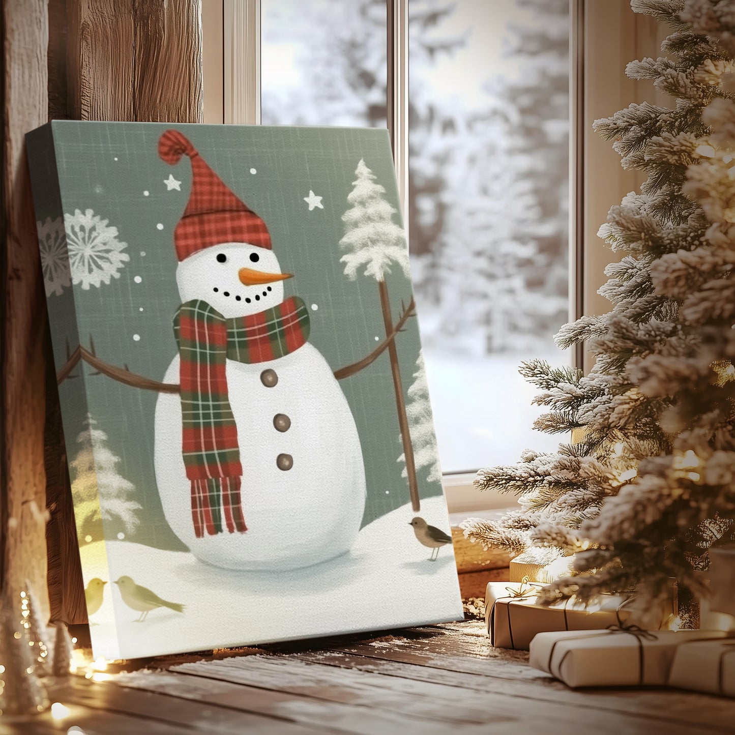 Frostlit Hearth Green - Canvas Art Print