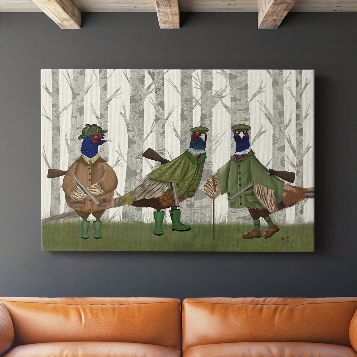 Pheasant Shooting Party Group 2 - Canvas Art Print