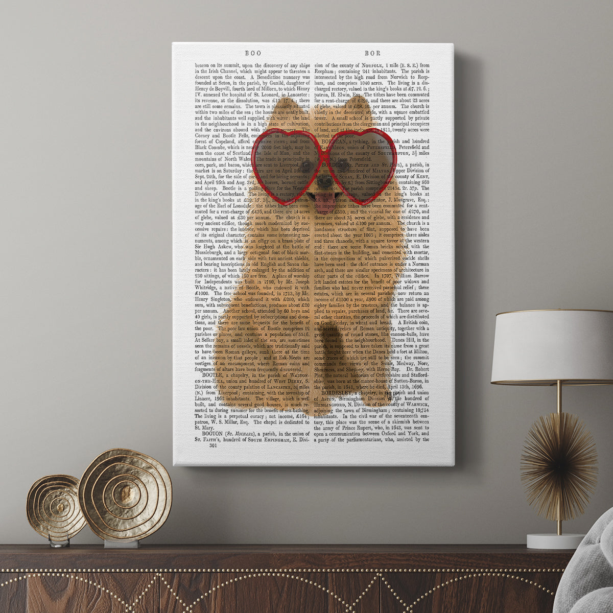 Pomeranian and Heart Glasses - Canvas Art Print