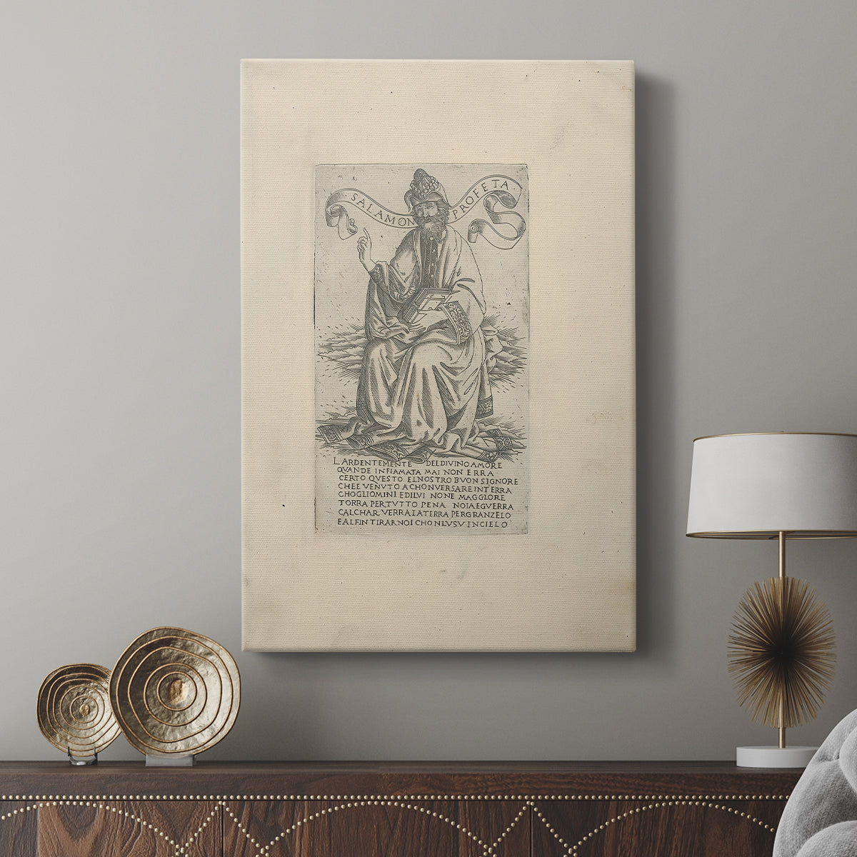Canvas art print featuring a refined illustration with minimal shading and clarity displayed in a modern interior space.